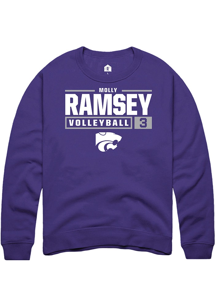 Molly Ramsey Rally K-State Wildcats Mens Purple NIL Stacked Box Long Sleeve Crew Sweatshirt