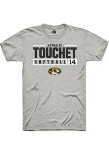 Nathalie Touchet  Missouri Tigers Ash Rally NIL Stacked Box Short Sleeve T Shirt