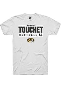Nathalie Touchet  Missouri Tigers White Rally NIL Stacked Box Short Sleeve T Shirt