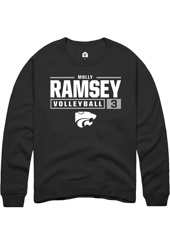 Molly Ramsey Rally K-State Wildcats Mens Black NIL Stacked Box Long Sleeve Crew Sweatshirt