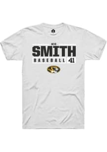 Nic Smith  Missouri Tigers White Rally NIL Stacked Box Short Sleeve T Shirt