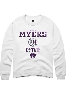 Shaylee Myers Rally Mens White K-State Wildcats NIL Sport Icon Crew Sweatshirt