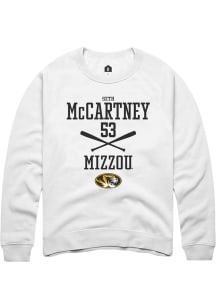 Seth McCartney  Rally Missouri Tigers Mens White NIL Sport Icon Long Sleeve Crew Sweatshirt