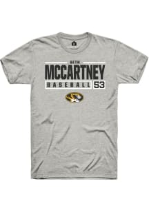 Seth McCartney  Missouri Tigers Ash Rally NIL Stacked Box Short Sleeve T Shirt