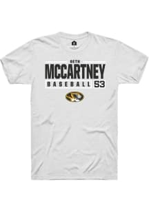 Seth McCartney  Missouri Tigers White Rally NIL Stacked Box Short Sleeve T Shirt