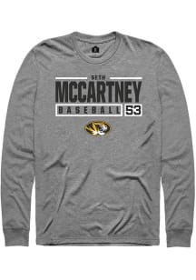Seth McCartney  Missouri Tigers Grey Rally NIL Stacked Box Long Sleeve T Shirt