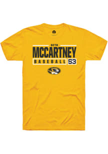 Seth McCartney  Missouri Tigers Gold Rally NIL Stacked Box Short Sleeve T Shirt