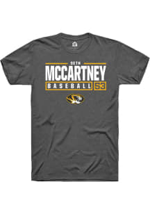 Seth McCartney  Missouri Tigers Dark Grey Rally NIL Stacked Box Short Sleeve T Shirt