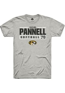 Taylor Pannell  Missouri Tigers Ash Rally NIL Stacked Box Short Sleeve T Shirt