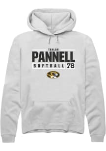 Taylor Pannell  Rally Missouri Tigers Mens White NIL Stacked Box Long Sleeve Hoodie