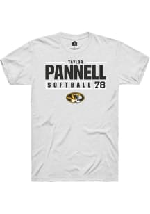 Taylor Pannell  Missouri Tigers White Rally NIL Stacked Box Short Sleeve T Shirt