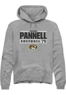 Taylor Pannell  Rally Missouri Tigers Mens Grey NIL Stacked Box Long Sleeve Hoodie
