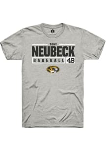 Tony Neubeck  Missouri Tigers Ash Rally NIL Stacked Box Short Sleeve T Shirt