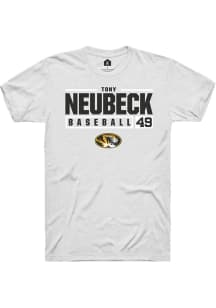 Tony Neubeck  Missouri Tigers White Rally NIL Stacked Box Short Sleeve T Shirt