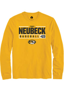 Tony Neubeck  Missouri Tigers Gold Rally NIL Stacked Box Long Sleeve T Shirt