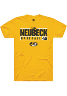 Tony Neubeck  Missouri Tigers Gold Rally NIL Stacked Box Short Sleeve T Shirt