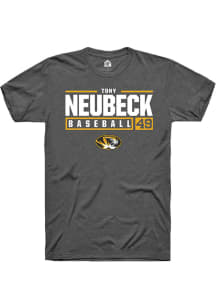 Tony Neubeck  Missouri Tigers Dark Grey Rally NIL Stacked Box Short Sleeve T Shirt