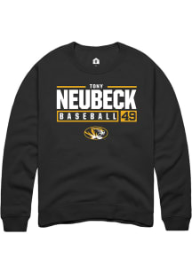 Tony Neubeck  Rally Missouri Tigers Mens Black NIL Stacked Box Long Sleeve Crew Sweatshirt