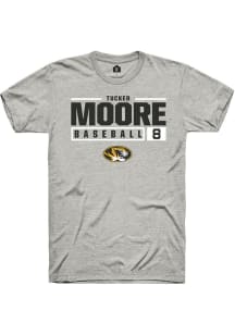 Tucker Moore  Missouri Tigers Ash Rally NIL Stacked Box Short Sleeve T Shirt