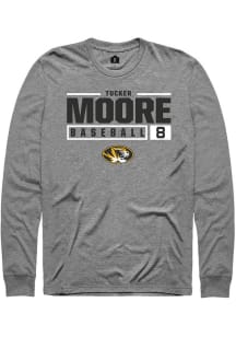 Tucker Moore  Missouri Tigers Grey Rally NIL Stacked Box Long Sleeve T Shirt