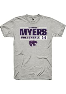 Shaylee Myers Ash K-State Wildcats NIL Stacked Box Short Sleeve T Shirt