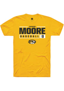 Tucker Moore  Missouri Tigers Gold Rally NIL Stacked Box Short Sleeve T Shirt