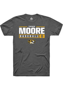 Tucker Moore  Missouri Tigers Dark Grey Rally NIL Stacked Box Short Sleeve T Shirt