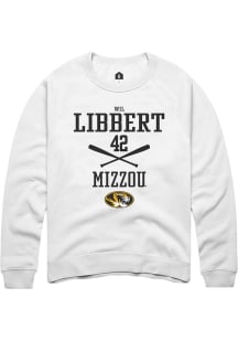 Wil Libbert  Rally Missouri Tigers Mens White NIL Sport Icon Long Sleeve Crew Sweatshirt