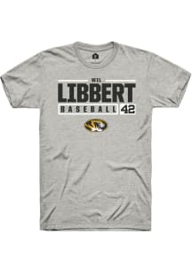 Wil Libbert  Missouri Tigers Ash Rally NIL Stacked Box Short Sleeve T Shirt