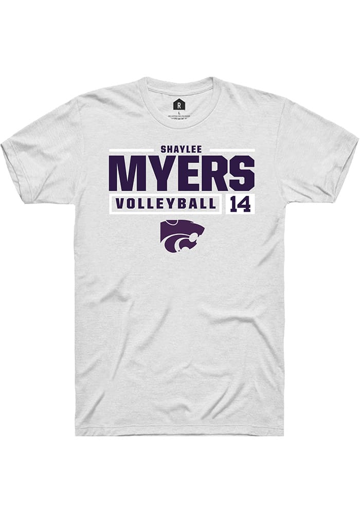 Shaylee Myers K-State Wildcats White Rally NIL Stacked Box Short Sleeve T Shirt