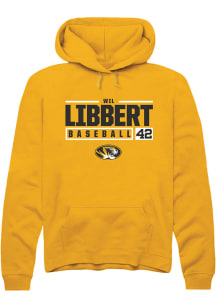 Wil Libbert  Rally Missouri Tigers Mens Gold NIL Stacked Box Long Sleeve Hoodie