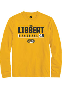 Wil Libbert  Missouri Tigers Gold Rally NIL Stacked Box Long Sleeve T Shirt