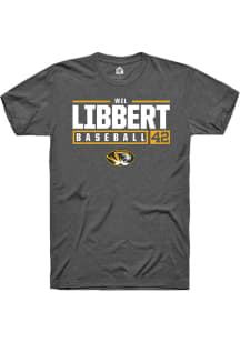 Wil Libbert  Missouri Tigers Dark Grey Rally NIL Stacked Box Short Sleeve T Shirt