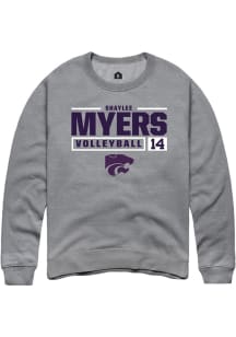 Shaylee Myers Rally Mens Graphite K-State Wildcats NIL Stacked Box Crew Sweatshirt