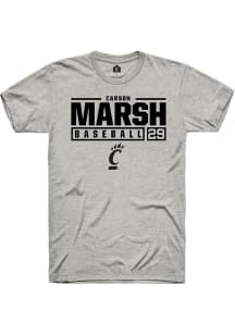 Carson Marsh  Cincinnati Bearcats Ash Rally NIL Stacked Box Short Sleeve T Shirt