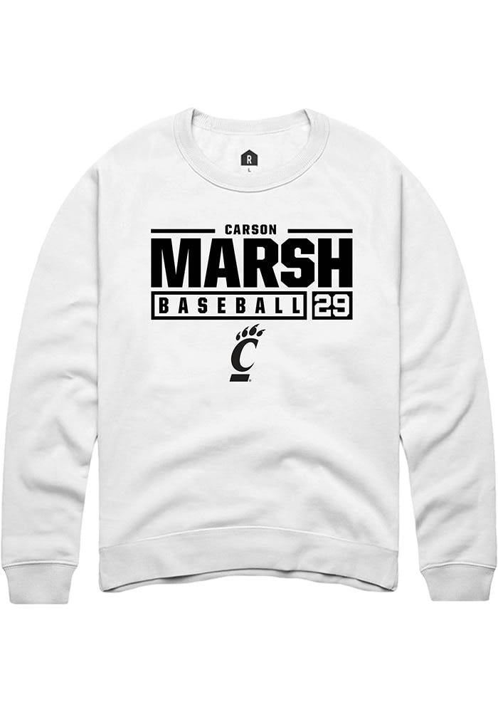 Carson Marsh Rally Cincinnati Bearcats Mens NIL Stacked Box Long Sleeve Crew Sweatshirt