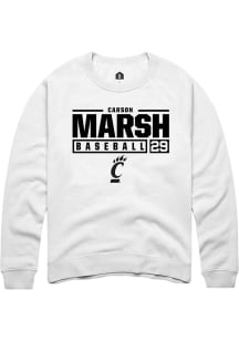 Carson Marsh  Rally Cincinnati Bearcats Mens White NIL Stacked Box Long Sleeve Crew Sweatshirt