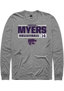 Shaylee Myers Rally Mens Graphite K-State Wildcats NIL Stacked Box Tee