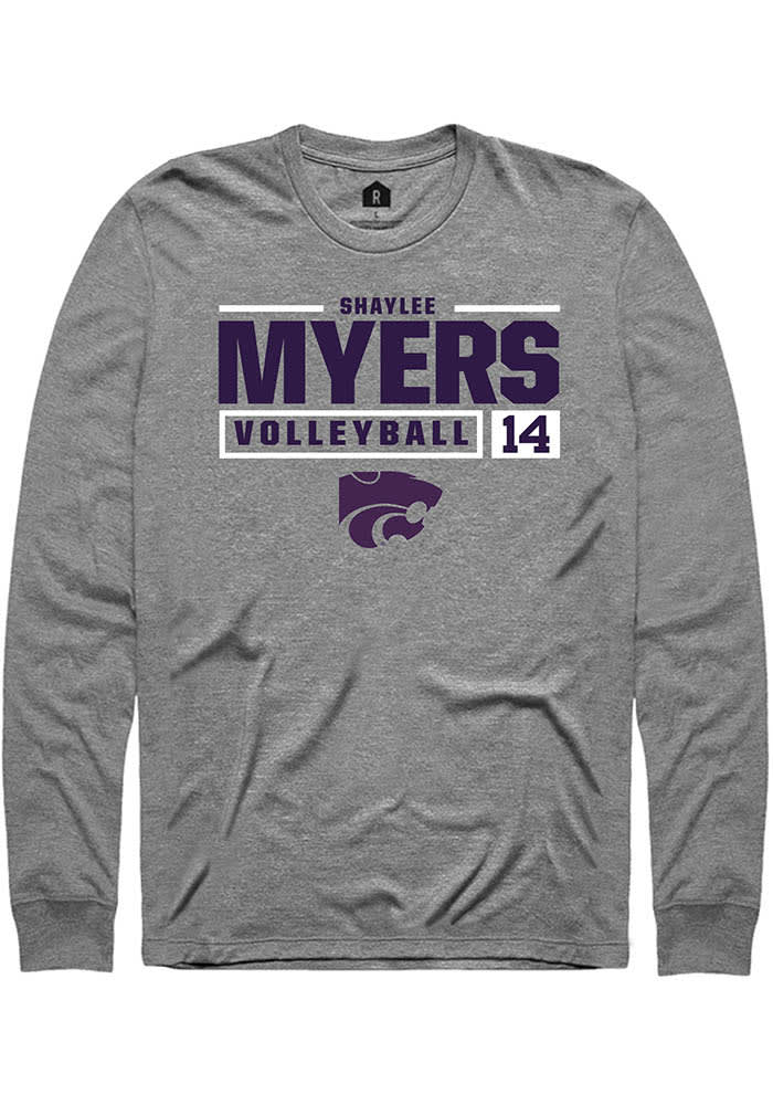 Shaylee Myers K-State Wildcats Grey Rally NIL Stacked Box Long Sleeve T Shirt