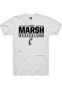 Carson Marsh  Cincinnati Bearcats White Rally NIL Stacked Box Short Sleeve T Shirt