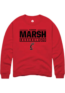 Carson Marsh  Rally Cincinnati Bearcats Mens Red NIL Stacked Box Long Sleeve Crew Sweatshirt
