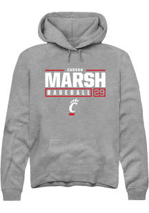 Carson Marsh  Rally Cincinnati Bearcats Mens Grey NIL Stacked Box Long Sleeve Hoodie