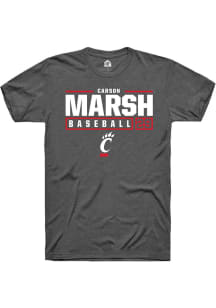 Carson Marsh  Cincinnati Bearcats Dark Grey Rally NIL Stacked Box Short Sleeve T Shirt