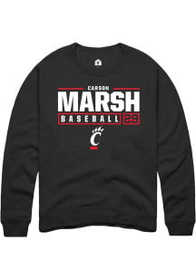 Carson Marsh  Rally Cincinnati Bearcats Mens Black NIL Stacked Box Long Sleeve Crew Sweatshirt