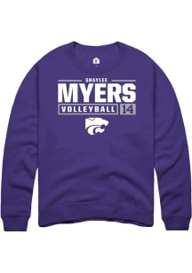 Shaylee Myers Rally Mens Purple K-State Wildcats NIL Stacked Box Crew Sweatshirt