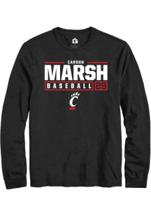 Carson Marsh  Cincinnati Bearcats Black Rally NIL Stacked Box Long Sleeve T Shirt