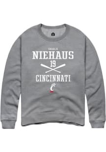 Charlie Niehaus  Rally Cincinnati Bearcats Mens Grey NIL Sport Icon Long Sleeve Crew Sweatshirt