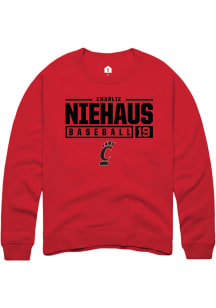 Charlie Niehaus  Rally Cincinnati Bearcats Mens Red NIL Stacked Box Long Sleeve Crew Sweatshirt