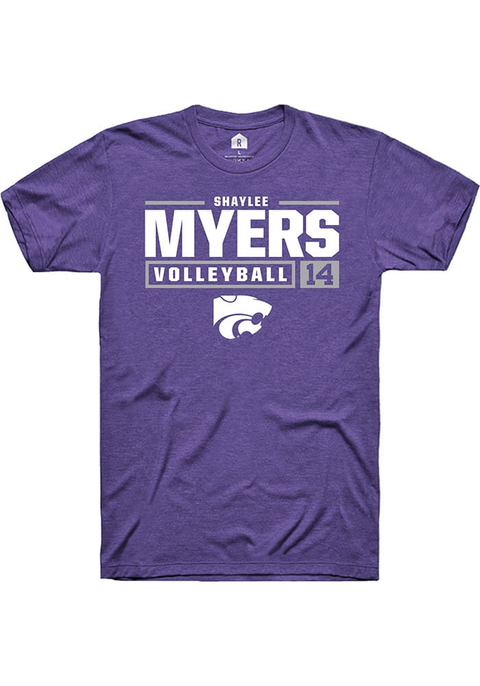 Shaylee Myers K-State Wildcats Purple Rally NIL Stacked Box Short Sleeve T Shirt