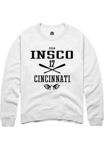 Ryan Insco  Rally Cincinnati Bearcats Mens White NIL Sport Icon Long Sleeve Crew Sweatshirt